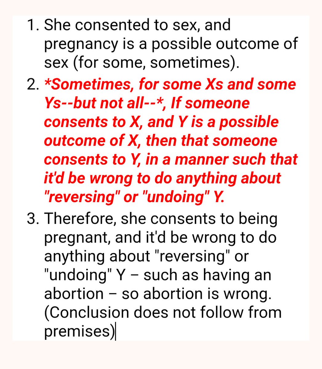 NathanNobis's tweet image. I will also add that an accurate vocabulary helps here: &quot;valid&quot; means the premises lead to the conclusion. That can happen and at least one premise is false. Sometimes premises don&apos;t lead to the conclusion; here we could call that &quot;invalid.&quot; This is invalid: