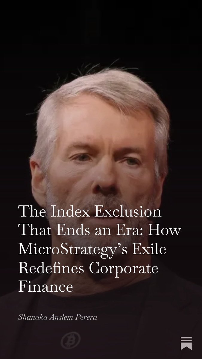 JANUARY 15: THE $9 BILLION PURGE

MicroStrategy owns 649,870 Bitcoin. Worth $56.7 billion. That’s 77% of everything they have.

On January 15, 2026 MSCI kicks them out of every major stock index. Not maybe. Not probably. It’s already decided. 

Here’s what happens next:

$9
