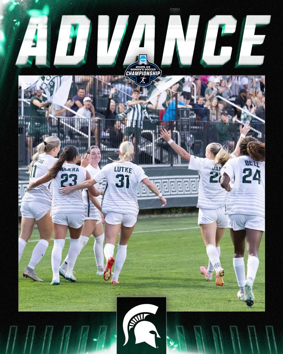 NCAASoccer's tweet image. SPARTANS STAY FIGHTING ⚔️

(2) @MSU_wsoccer defeats (7) Wake Forest, X-X, to advance to the next round of the 2025 @NCAA DI Women&apos;s Soccer Tournament.

#NCAASoccer