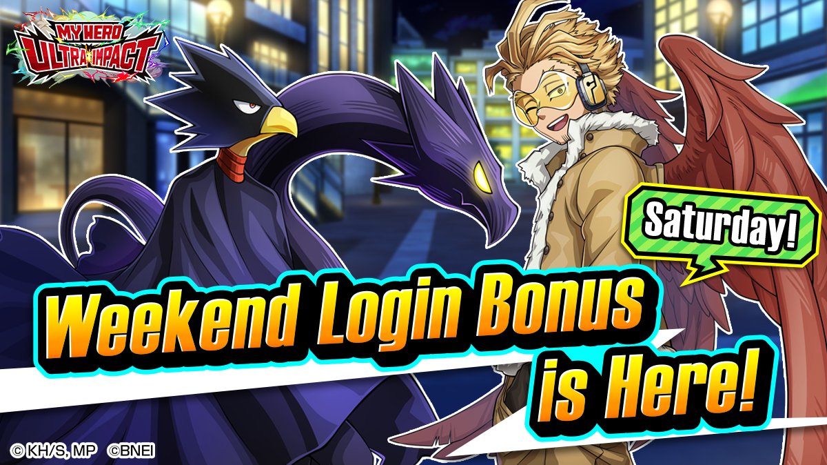 MyHeroUI's tweet image. ／
&quot;Weekend Login Bonus!&quot; 2nd day! 
＼

Play #MyHeroUltraImpact on weekends!
Everyone who logs in to #MHUI on Friday, Saturday＆Sunday will receive up to Stamina x150 &amp;amp; Hero Gem x80!

Check out the Message from the character in Gift Box!
#MyHeroAcademia