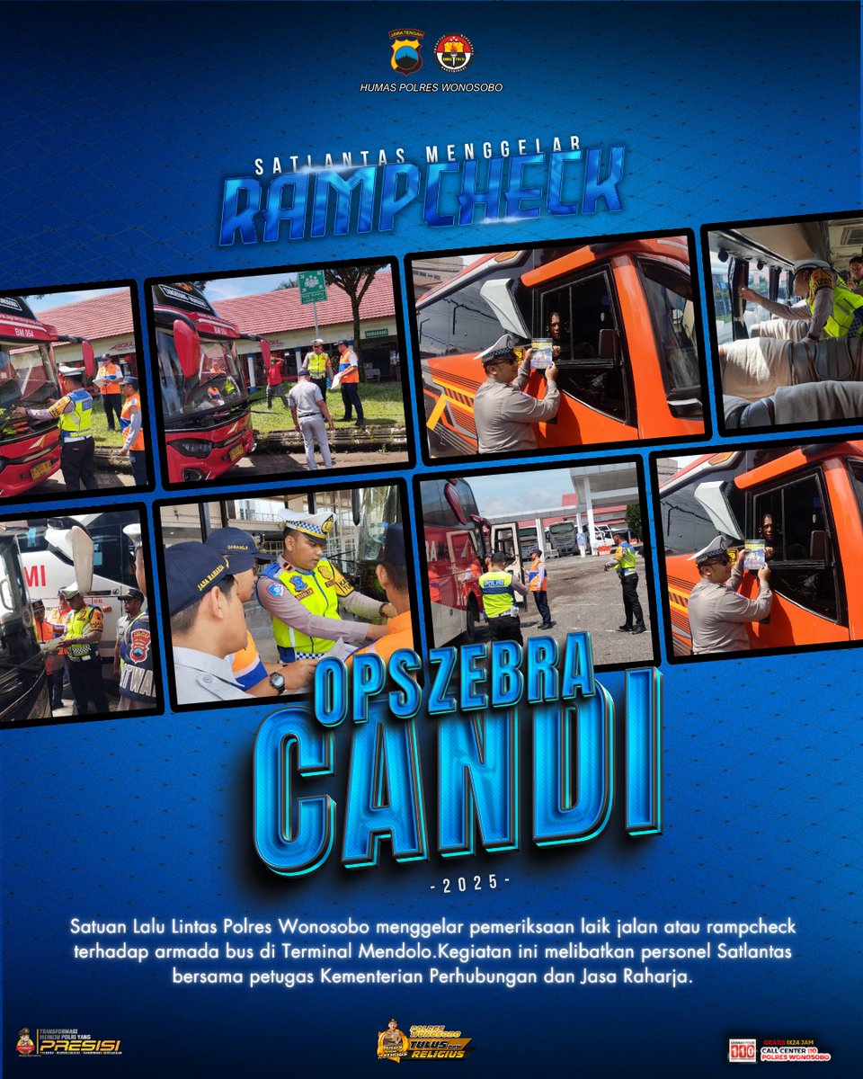 Polantas Gelar Rampcheck Bus di Terminal Mendolo, Sepuluh Armada Dinyatakan Layak Jalan.