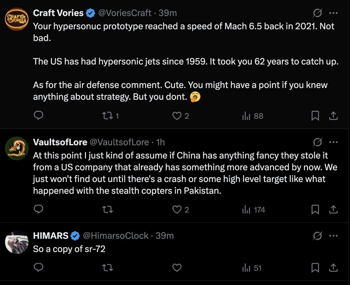 Zhao é incomparável em atrair Kangers.
 Fico pensando o quanto os EUA avançaram em 62 anos. A tecnologia hipersônica dev