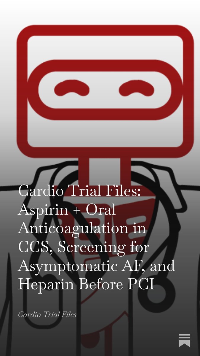 MedicinePods's tweet image. 🫀 New in Cardio Trial Files:

▪️ Aspirin + OAC in CCS ↑ CV events + bleeding
▪️ AF screening by mail ↑ dx, no ↓ strokes
▪️ UFH at FMC &amp;gt; Cath Lab for PCI reperfusion

🔗 cardiotrialfiles.substack.com/p/cardio-trial…

#MedTwitter #CardioTrials #RCT