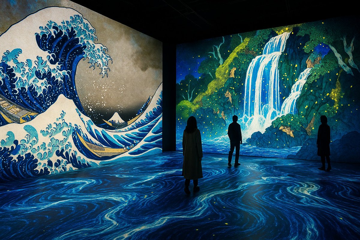 sudesh_aaa's tweet image. 北斎の浮世絵がハイテクで蘇った。
伝統×デジタルの衝撃、これぞ東京。
一度見たら忘れられないレベルの没入感。