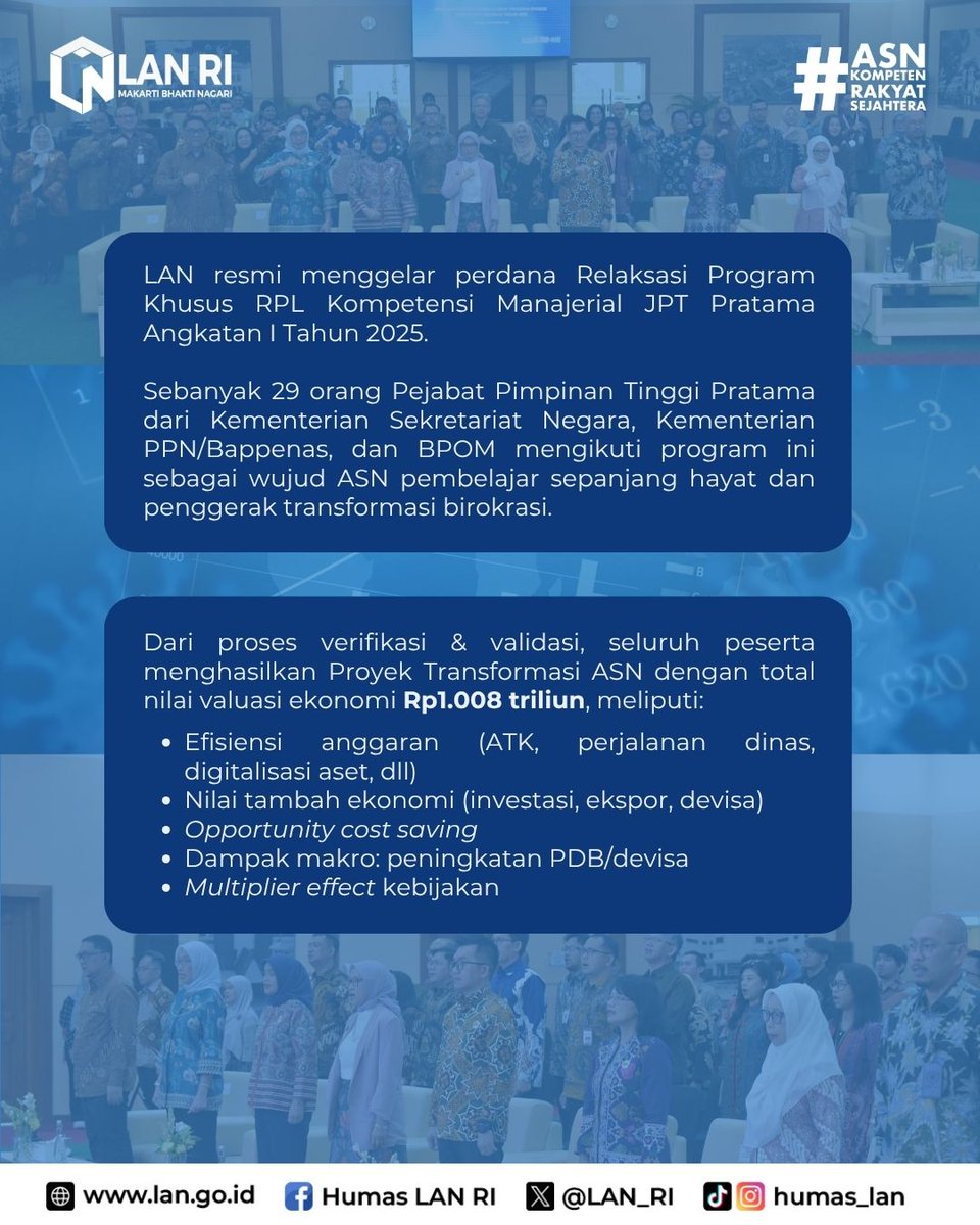 LAN_RI's tweet image. LAN resmi selenggarakan Relaksasi Program Khusus RPL Kompetensi manajerial JPT Pratama Angkatan I Tahun 2025. #learningtoearning #learningdevelopment #LeadershipDevelopment #biggersmarterbetter