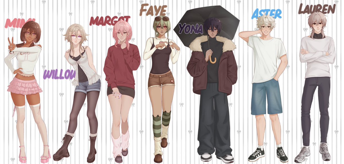 tsuneve's tweet photo. oh my god they’re finally all drawn for the lineup #oc #ocart https://t.co/EcdtYGzpEA