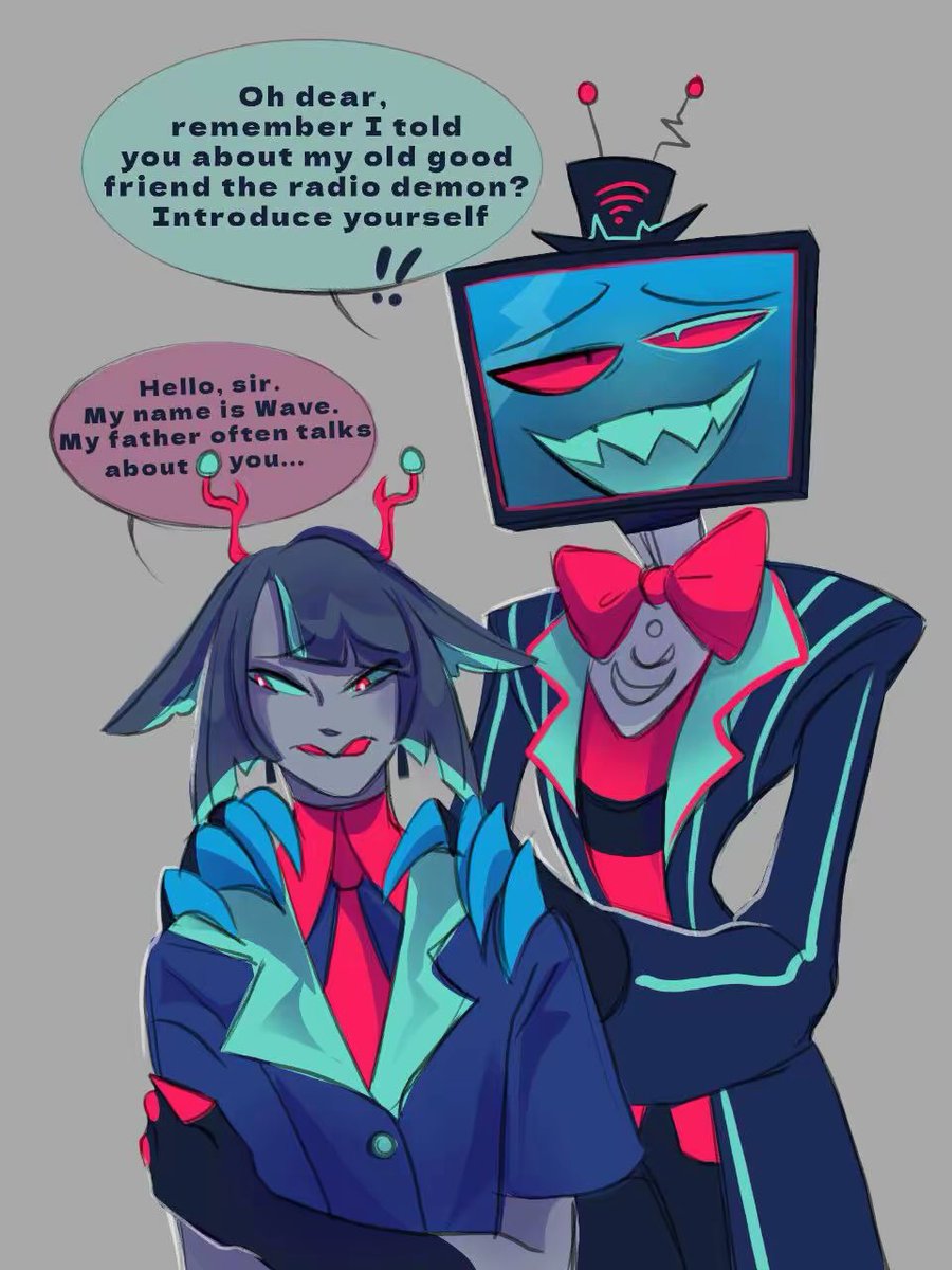 Guess whose ? I'm joking)
The wave happened by accident during the battle between Vox and Al... I like this prehistory #hazbinhotel #alastor #vox #radiostatic #kids