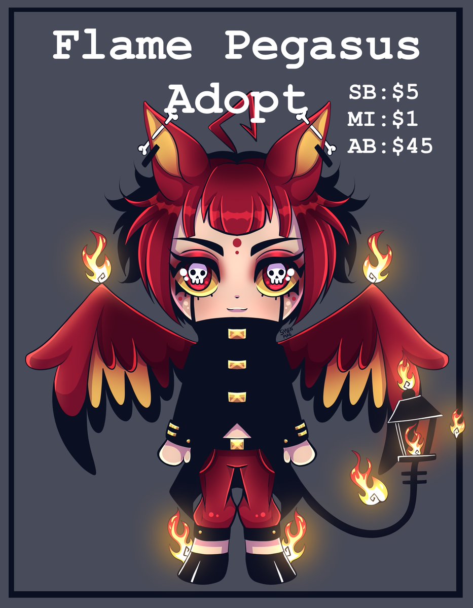 ❣️Adopt Auction Alert ❣️
Flame Pegasus
SB: $5
MI: $1
AB: $45
CROSS POSTED
Auction Ends 48hrs after last bid
Payment: Paypal, Cashapp, Kofi
- Small Character Changes OKAY (Hair Style, Clothing, Gender, etc)
