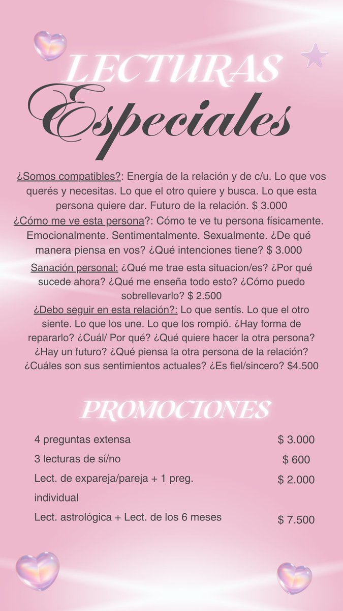 Holis, voy a estar disponible para lecturas toda la noche 💗