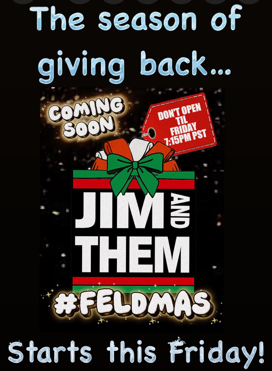FeldmanSelf's tweet photo. Join @jimandthem Fri 10pmEST as the FeldMas season and the Tots TURNT toy drive both kick off! Link in reply. #jimandthem #Feldmas #CocoBaunz #DWTS34 #TotsTurntToyDrive #circusqueen #comedy #skreetteam https://t.co/OwxMzWZG1Z