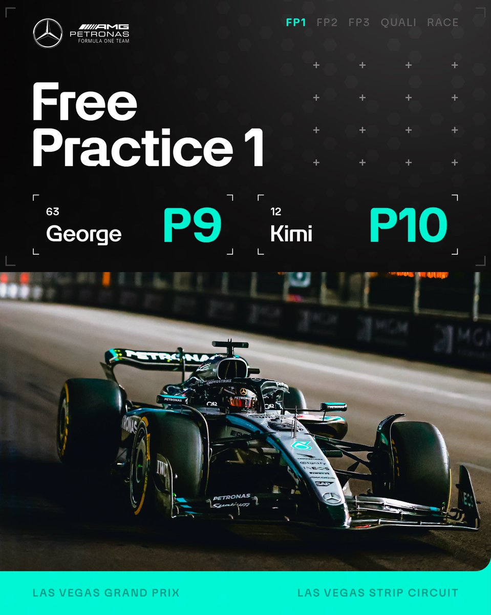 MercedesAMGF1's tweet image. FP1 complete on the Vegas Strip ✨ Back out there soon ➡️