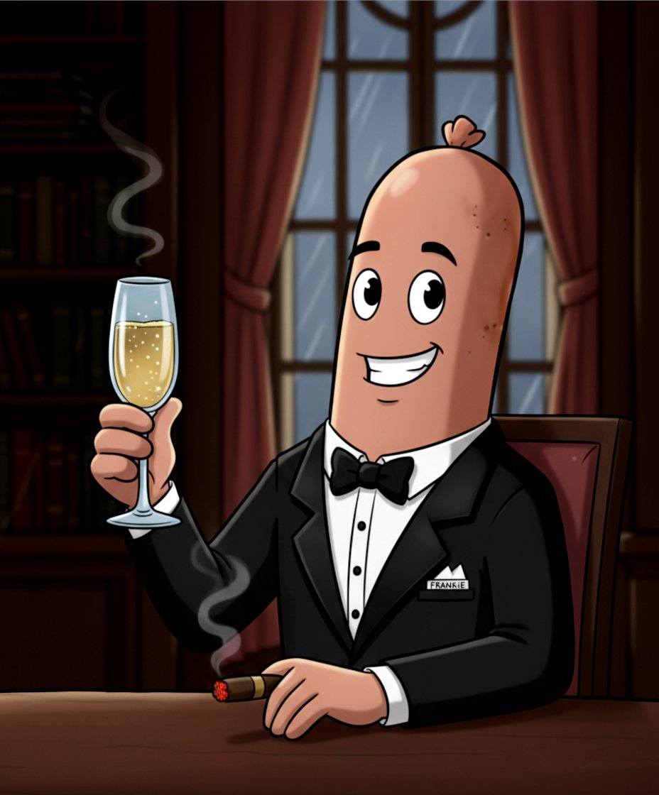 WaywardWeenies's tweet photo. When your Wayward Weenie finally settles down for a classy Friday night in… still lost the bun, but found the champagne  #WaywardWeenie #HotDogHustle https://t.co/yOIGZLK54p