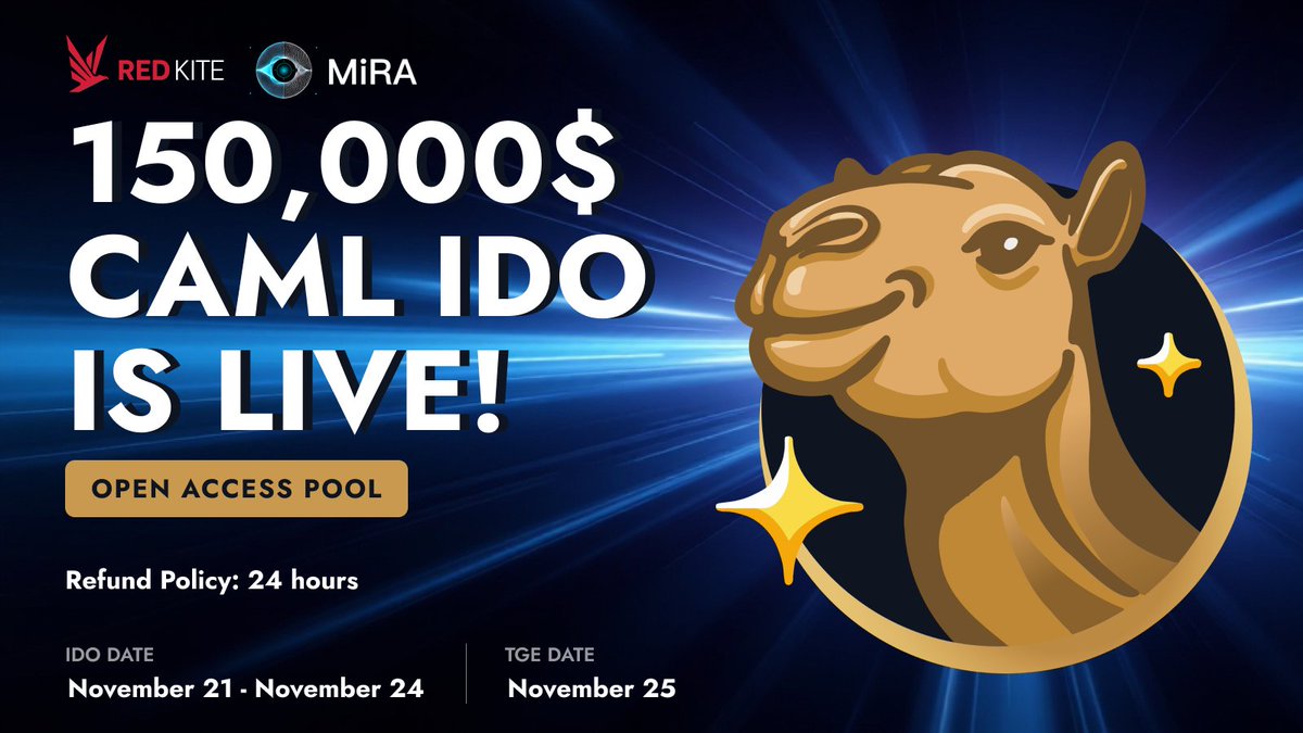 redkitepad's tweet image. $CAML IDO Starts Now 🔥🔥🔥

🗓 IDO Timeline:
🔘 Starts: 02:00 UTC, Nov 21
🔘 Ends: 18:00 UTC, Nov 24
🔘 TGE: Nov 25
🔘 Refund Policy: 24 hours 

👉 IDO Page: redkitepad.com/#/buy-token/283

Get ready to secure your allocation and join the next big launch! 3