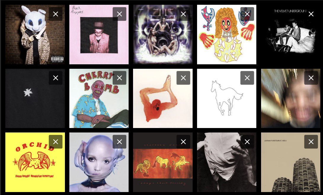 dodechaedrons's tweet image. albums I’ve been loving a lot recently!!

new dodecahedrons_ topster
not all of these are 10s or my favorites ever, just what i’ve been loving recently !!!
please give me recommendations :)))