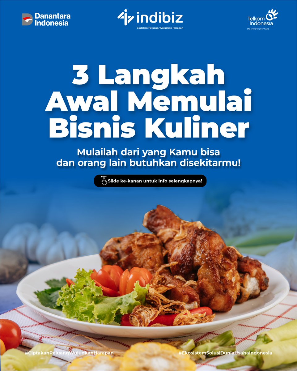 Indibiz_jtdiy's tweet image. Bingung memulai bisnis kuliner dari mana ? Coba awali dengan 3 langkah ini🥳😍

#Indibiz #Indibizjtd #InternetBisnis #TipsBisnis #peluangbisnis #CiptakanPeluangWujudkanHarapan
#EkosistemSolusiDuniaUsahalndonesia