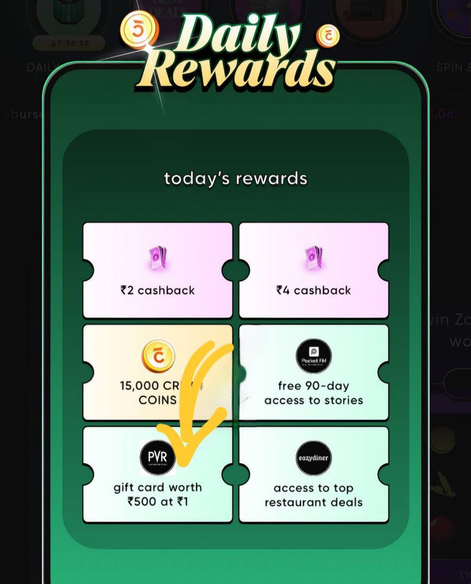 TechyBoostDeals's tweet image. GET a ₹500 PVR Voucher for just ₹1 on CRED 🎬✨

How to redeem:
Open CRED App → Rewards → Daily Rewards 📲

Offer valid for a limited time — grab it while it lasts ⏳
#CRED #PVR #Rewards