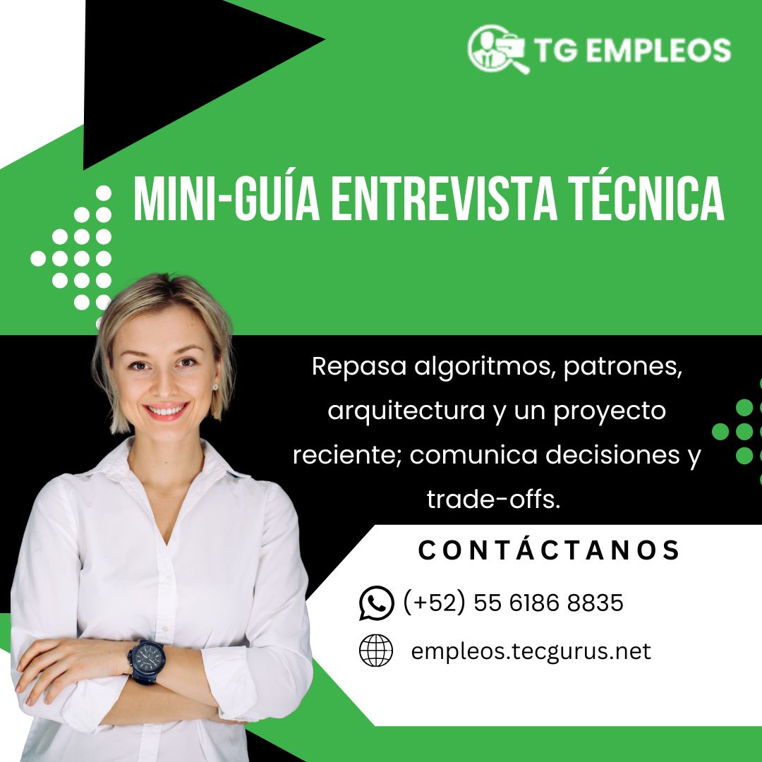 tecgurusnet's tweet image. Llega afinado 🧠 Repasa algoritmos, patrones y tu último proyecto. Explica trade-offs con 
claridad y gana puntos. Contáctanos 👇
buff.ly/x5dUac2 
#PreparacionTecnica #Algoritmos #Arquitectura #TradeOffs #StorytellingTech #EntrevistaIT
