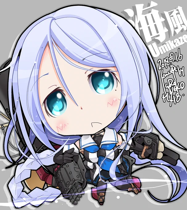 【#KURONEKO艦これデフォルメ絵(再)】 海風 Umikaze #艦これ #海風 #海風進水日 #海風生誕祭