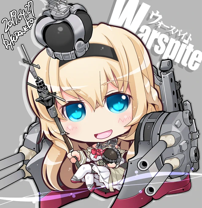 【#KURONEKO艦これデフォルメ絵(再)】 ウォースパイト Warspite #艦これ #ウォースパイト #Warspite #ウォースパイト進水日 #ウォースパイト生誕祭