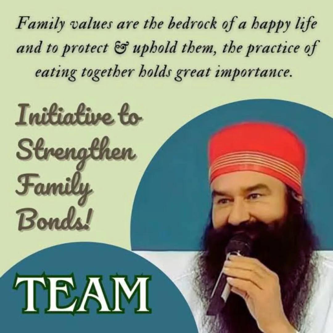 GurdepSingh7's tweet image. Saint Gurmeet Ram Rahim Singh जी ने #TeamCampaign के तहत वे अपने अनुयायियों को सप्ताह में एक बार परिवार के साथ भोजन करने के लिए प्रेरित करते हैं।इससे उनके बीच का बंधन और भी मज़बूत होता है
#TEAM #FamilyBond