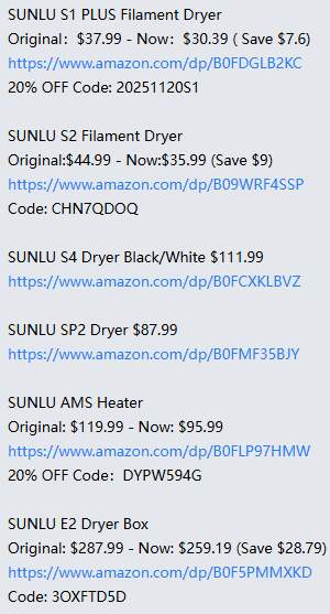 SUNLU_3D's tweet photo. Drying box post discount summary😍 https://t.co/dsFftFzDVv