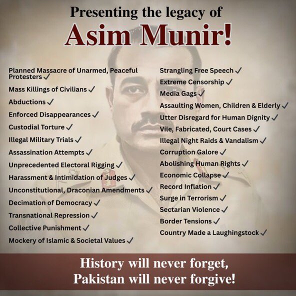 یاد دہانی ‼️

عاصم منیر ایک بائیس گریڈ کا افسر ہے جو پاکستان کے آئین کے مطابق وزیر دفاع کے نیچے آتا ہے ۔۔!!

#ذہنی_مریض_نامنظور