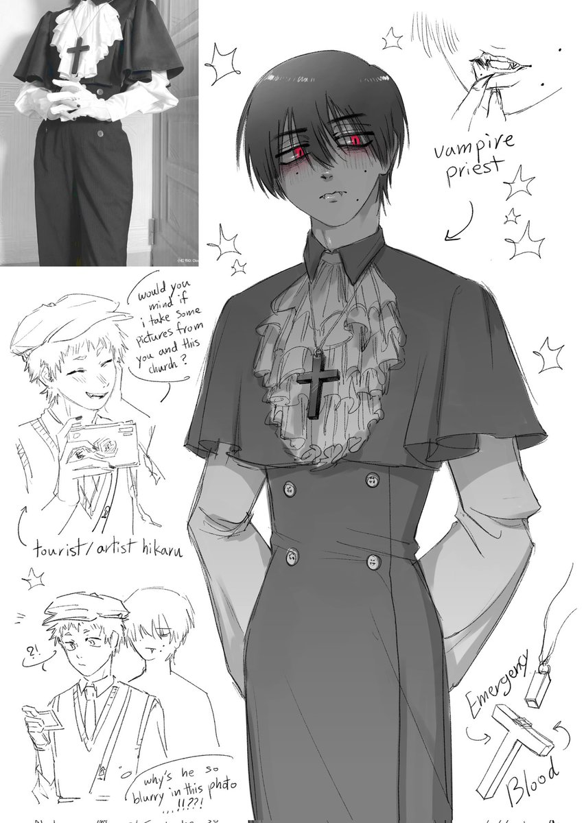 vampire priest yoshiki x tourist/artist hikaru au ?
#光が死んだ夏