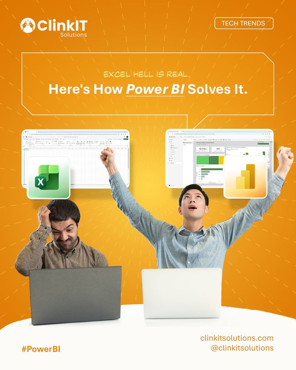ClinkITph's tweet image. Excel Hell is real, but you don&apos;t have to live there! 🚫 Our new blog reveals how Power BI solves those chaotic spreadsheet problems for good. Get the cure here: clinkitsolutions.com/excel-hell-is-… 

#PowerBI #ClinkITSolutions #DataVisualizations #Microsoft #BusinessIntelligence