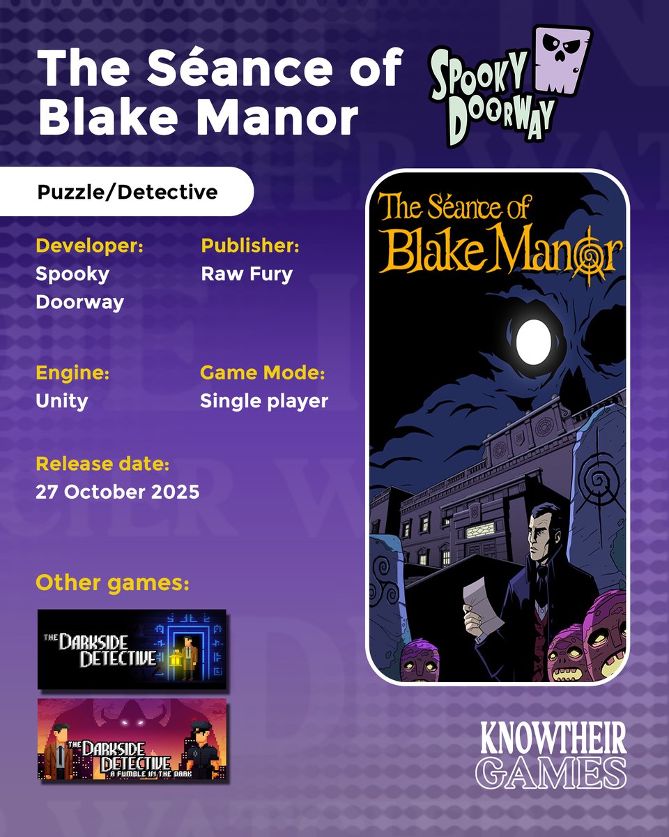 Spooky Doorway has made an impressive leap from their Dark Detective series to The Séance of Blake Manor. I have no idea what they'll make next, but if their future games are as good as this one, they're definitely going to get the recognition they deserve

#indiegame #indiedev