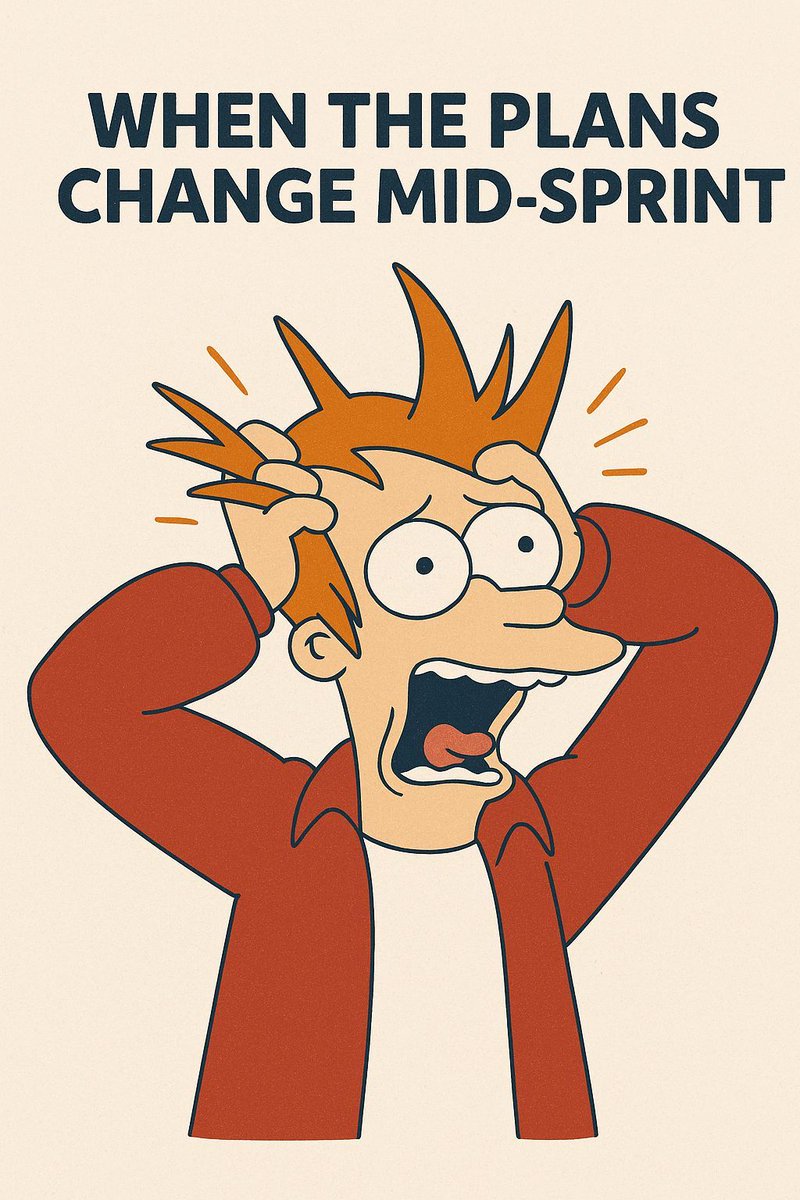gabegall's tweet image. Agile meme: When the plan changes mid-sprint... Relatable? #AgileHumor #AgileTransformation