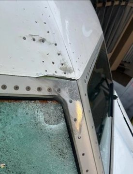 Photos of the first officer's forward windshield.