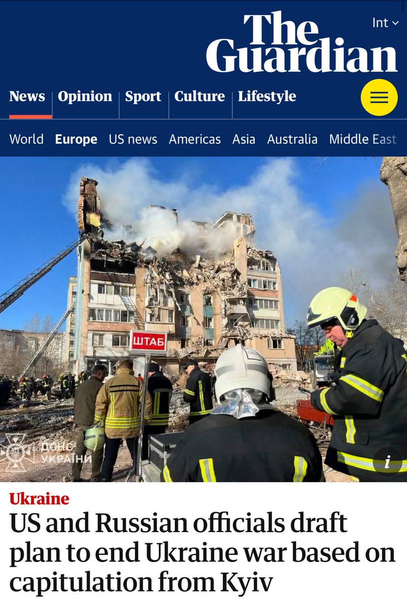 Geopolitik_2030's tweet image. THE GUARDIAN:
🇺🇦LA CAPITULACIÓN DE KIEV🇺🇦

Tras convertir Ucrania en un matadero por 4 años,dilapidar 400 mil mills de dóls y hundir a UCRANIA en las trincheras,ahora ¿Washington quiere“paz”?

No,Washington busca encubrimiento. Porque el imperio por fin ve lo que el campo de…