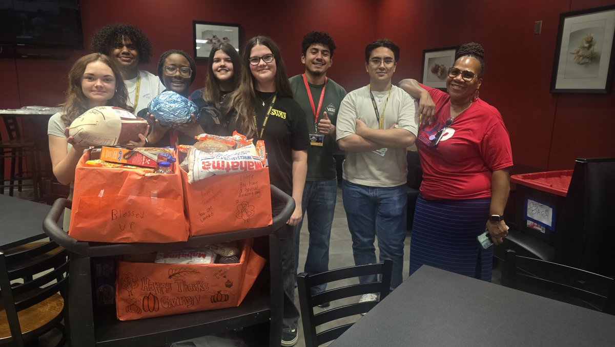 GCSkillsUSACul's tweet photo. In this holiday season we want to make sure those in our community don't go without. This year, we partnered with @StratfordSBISD Community in Schools to Adopt 3 Families to ensure they have a meal for Thanksgiving and beyond. @guthrie_center @cte_sbisd https://t.co/QrVscH7zAF