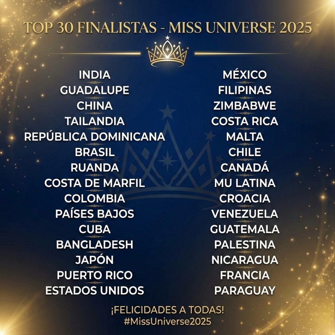 #MissUniverso2025 el top 30 de finalistas