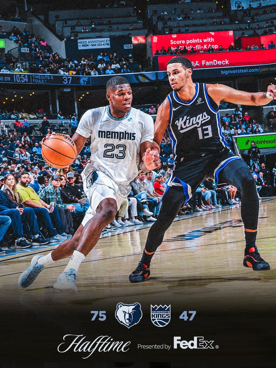 BRB. Everything 🐻 in the first half.

📺 @FDSN_Grizzlies / @WMCActionNews5 