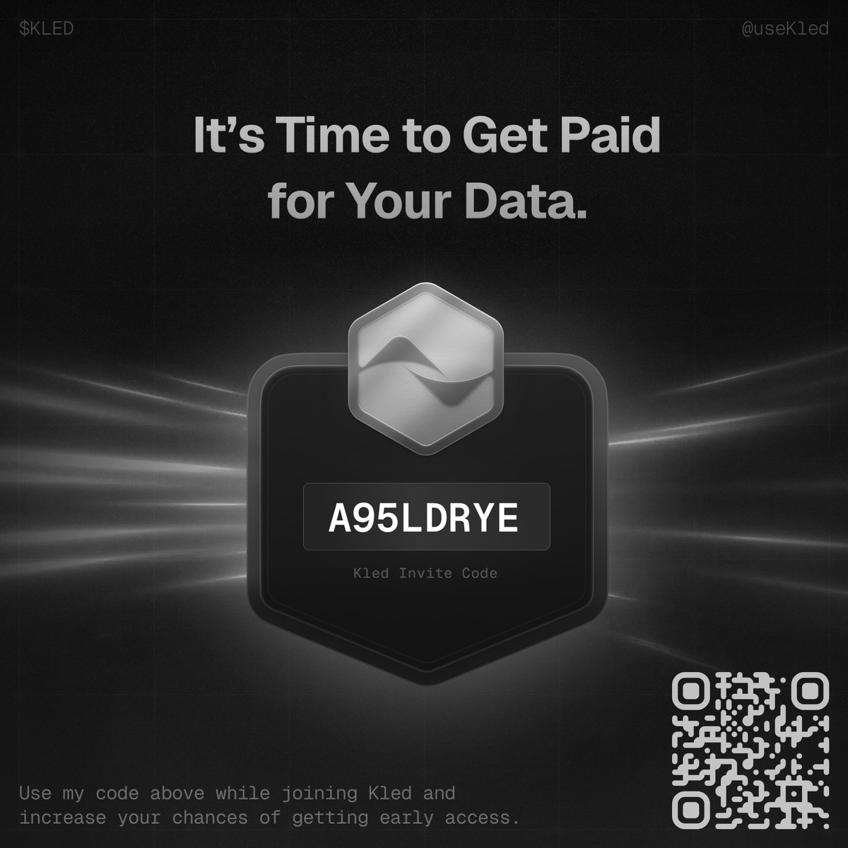 macdtxbee's tweet photo. Want early access to $KLED? Download the Kled mobile app and use my invite code A95LDRYE. Kled is the first app that pays you for your data, unlock your spot now. #kled #ai ⁦@useKled⁩ https://t.co/DuKwbPASp7