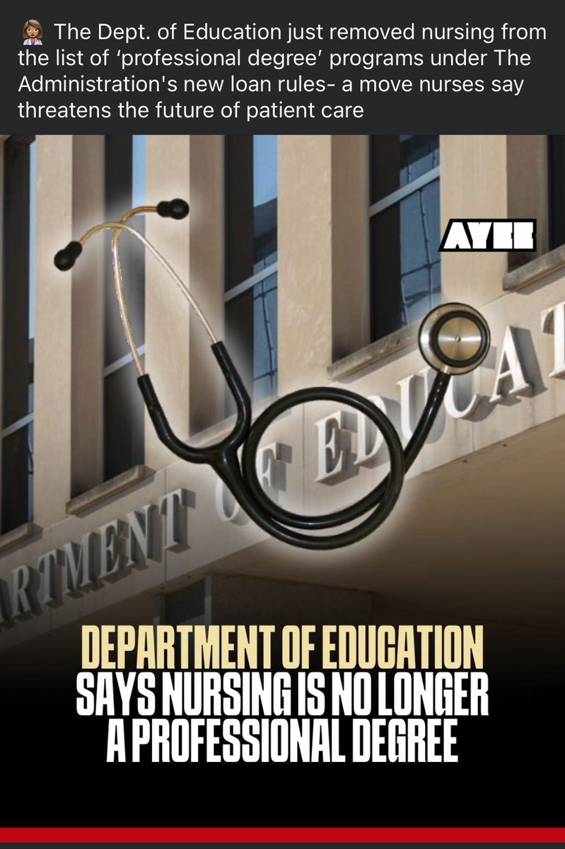 Nursing is no longer a "professional degree"???

Nurses are literally the backbone of every single hospital in this country. Take them away and it will all crumble overnight. 

The Department of Education is run by the most moronic people on this planet and needs to be ended.