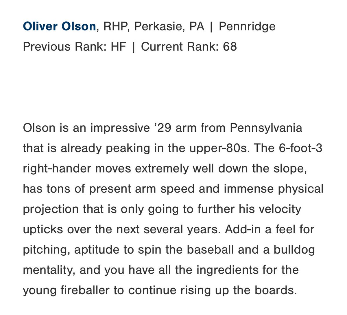 Thank you for the write up <a href="/JMAC_PG/">JMAC</a> <a href="/PG_Scouting/">Perfect Game Scout</a> <a href="/PGMidAtlantic/">PG Mid Atlantic (NY, NJ, PA, MD,DE,DC)</a> <a href="/PerfectGameUSA/">Perfect Game USA</a> 

<a href="/NextLVLProspect/">Next Level Prospects</a> <a href="/BBHprospect/">Brain&Barrel Prospect Rollout</a> <a href="/Coach__McCann/">Jack McCann</a> <a href="/AscentAthlete_/">Ascent Athlete</a> <a href="/Pridge_Baseball/">Pennridge Rams Baseball</a> <a href="/SOLsports/">SOLsports</a>