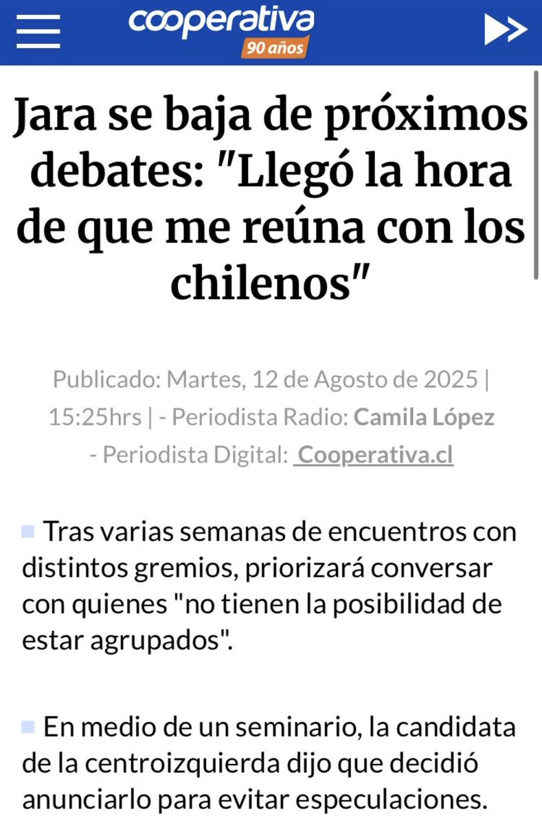 <a href="/latercera/">La Tercera</a> Curioso que considere falta de coraje, algo que ella mismo hizo 🙄