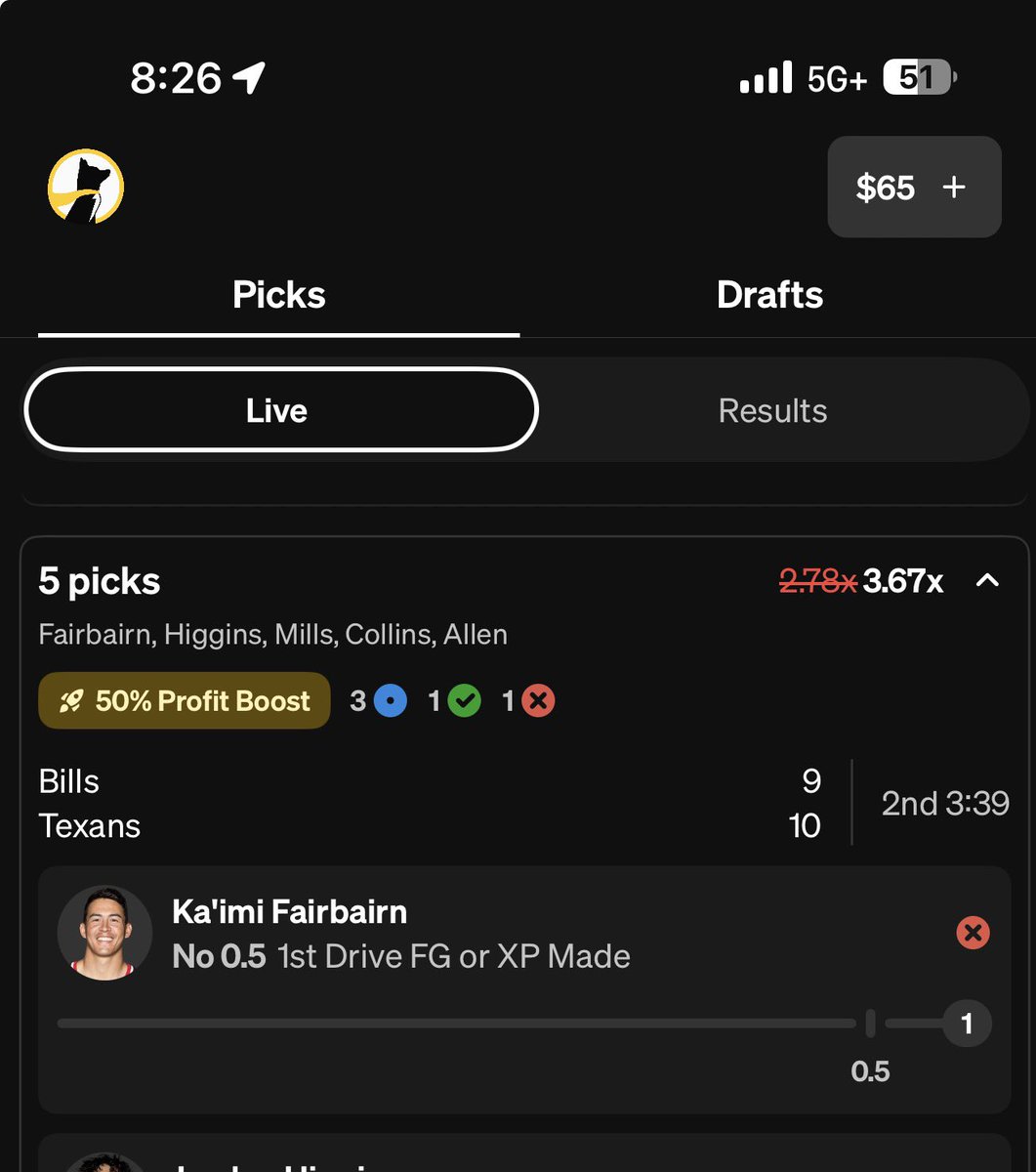 csesque's tweet photo. @UnderdogNFL how is this not a hit? First drive was a punt for them.  Am I missing something? https://t.co/SdhtfHXXGr