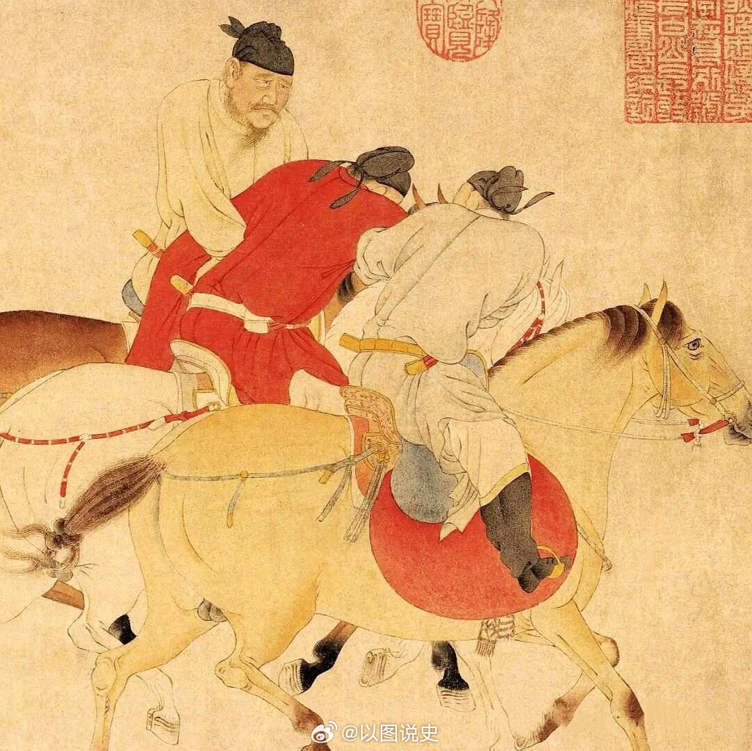 zhao_dashuai's tweet image. This painting is called &quot;Five drunken princes returning on horseback&quot;

It depicts a group of drunken Tang dynasty princes returning from a banquet late at night in Luoyang.

The drunken prince in red being supported by his servants, is Prince of Chu, who would later be crowned as…
