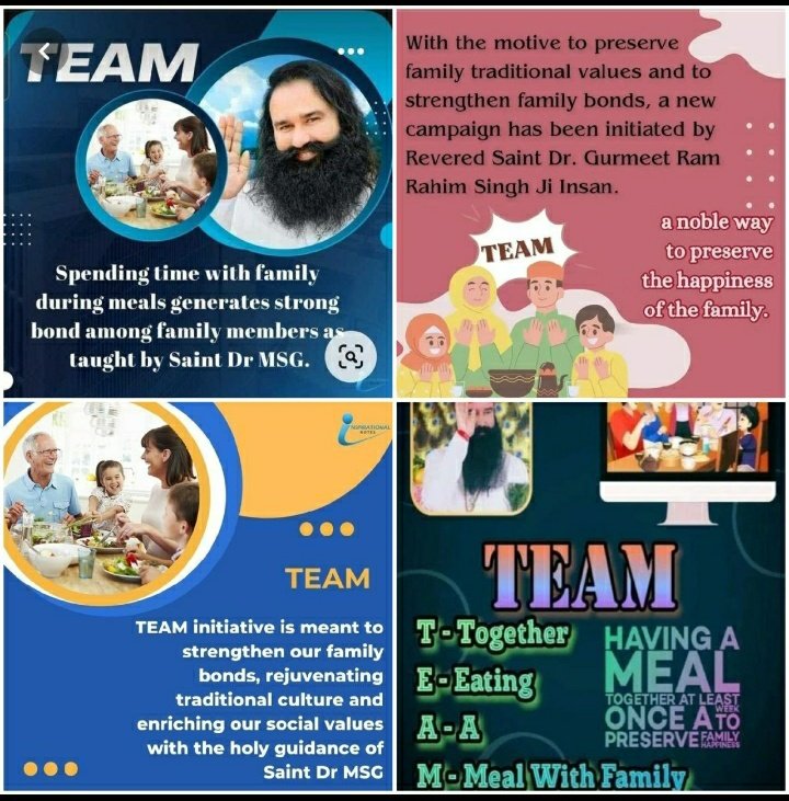 JiyaArora_777's tweet photo. #TEAM Campaign is started by Saint Dr MSG Insan. TEAM means #EatingTogether a meal with family. #SaintDrMSG Ji Insan suggested that eating a meal with family once a  week preserve the happiness of family and strengthen the family bond.
#FamilyBond
#TeamCampaign
#FamilyTime https://t.co/P8ca7gVJ9y