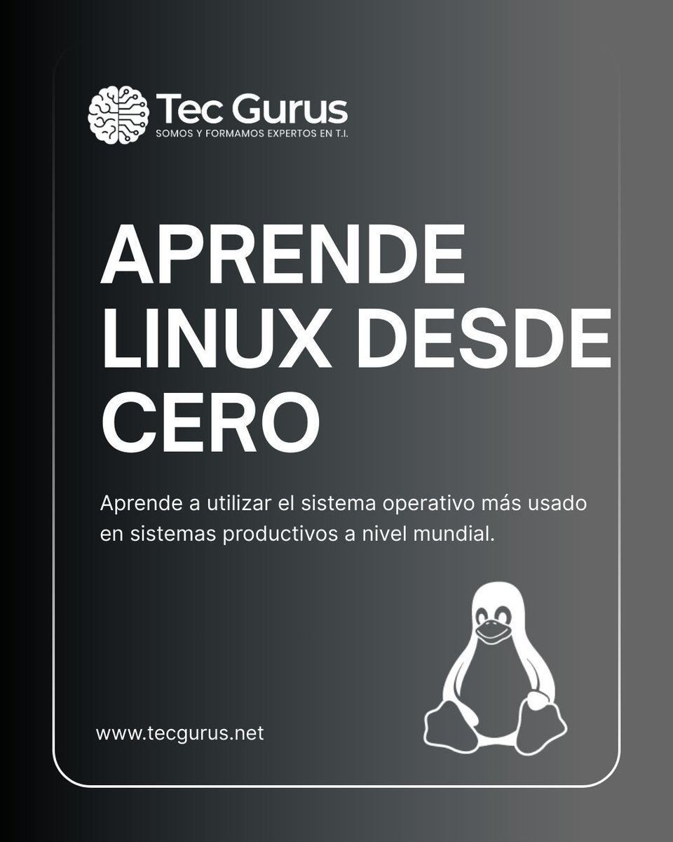 tecgurusnet's tweet image. 🐧 Domina Linux desde cero y da el salto de usuario a profesional: aprende terminal, administración básica y comandos clave para entornos reales.
¿Te interesa inscribirte? Escríbeme “INSCRIPCIÓN” por WhatsApp y te mando temario y horarios 📲✨