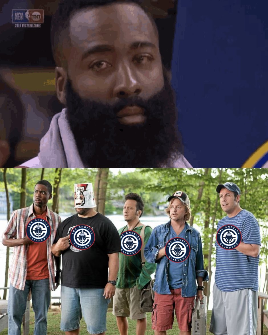 James Harden looking at his teammates 