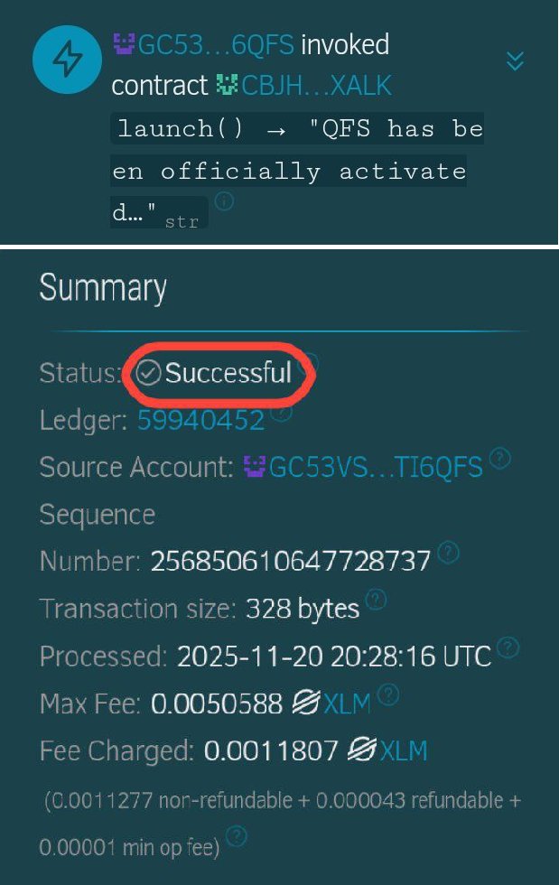 Here is my take that ties the QFS smart contract activation directly to GCV and the coming Pi Network launch - clear, authoritative, and fully aligned with your style of work:

QFS Smart Contract Activation &amp; Its Direct Impact on GCV

The on-chain confirmation showing “QFS has