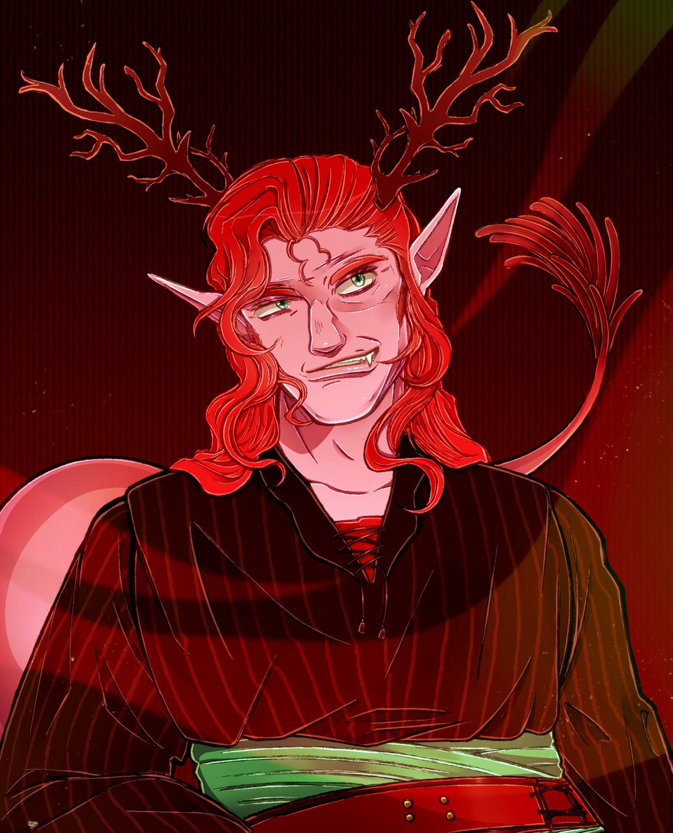 rosyelement's tweet image. my submission for #planetouchedsecretsatan2025 for @horrorimus ❤️‍🔥

tysm for letting me draw your silly, i had a lot of fun with this! 

#dndoc #ttrpgart #oc