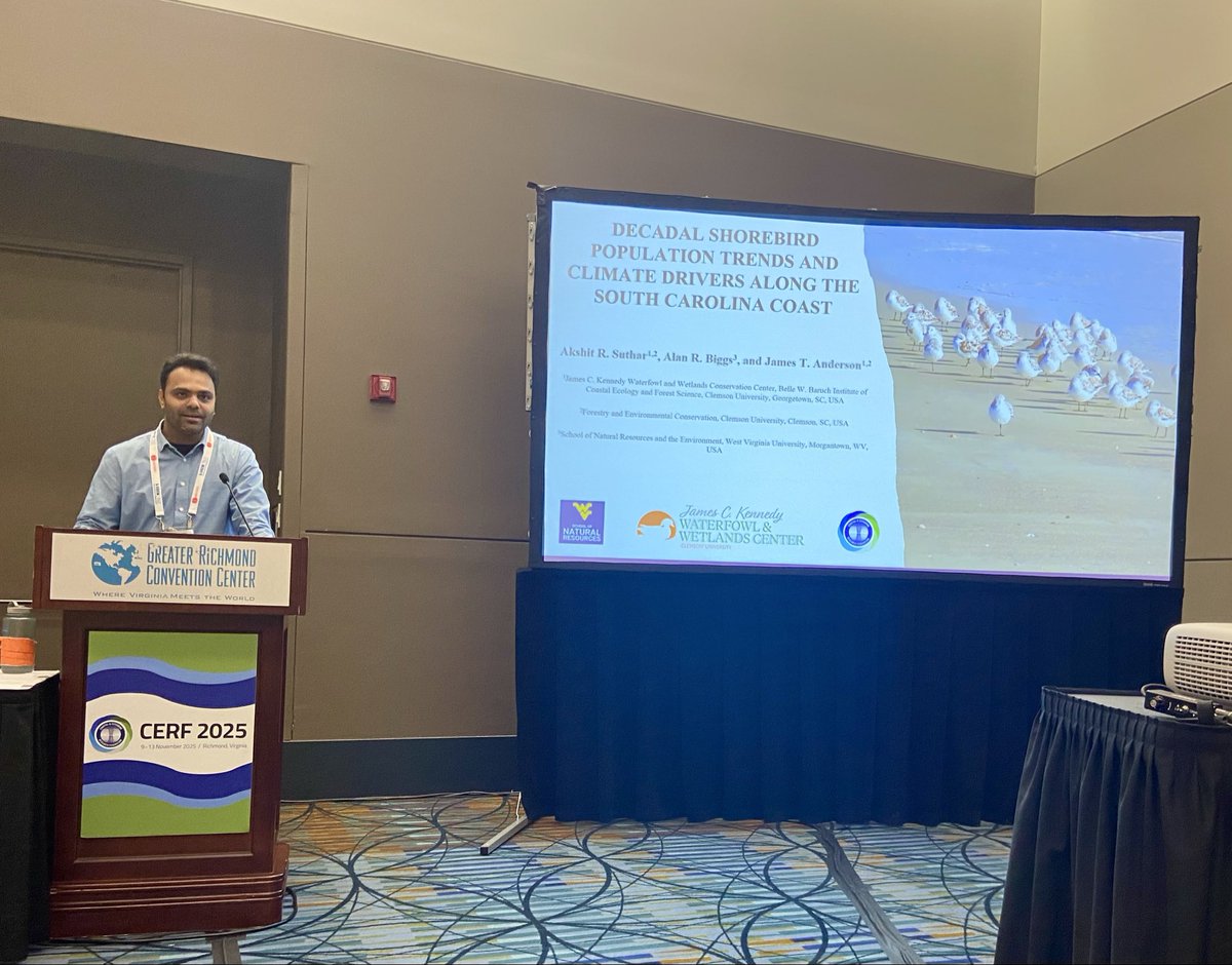 akshitsuthar's tweet photo. I recently had the opportunity to present my research on decadal shorebird population changes in response to climate variability at Hilton Head Island, South Carolina, at the Coastal and Estuarine Research Federation CERF 28th Biennial Conference in Richmond, VA. https://t.co/qfoqpbkA9Q