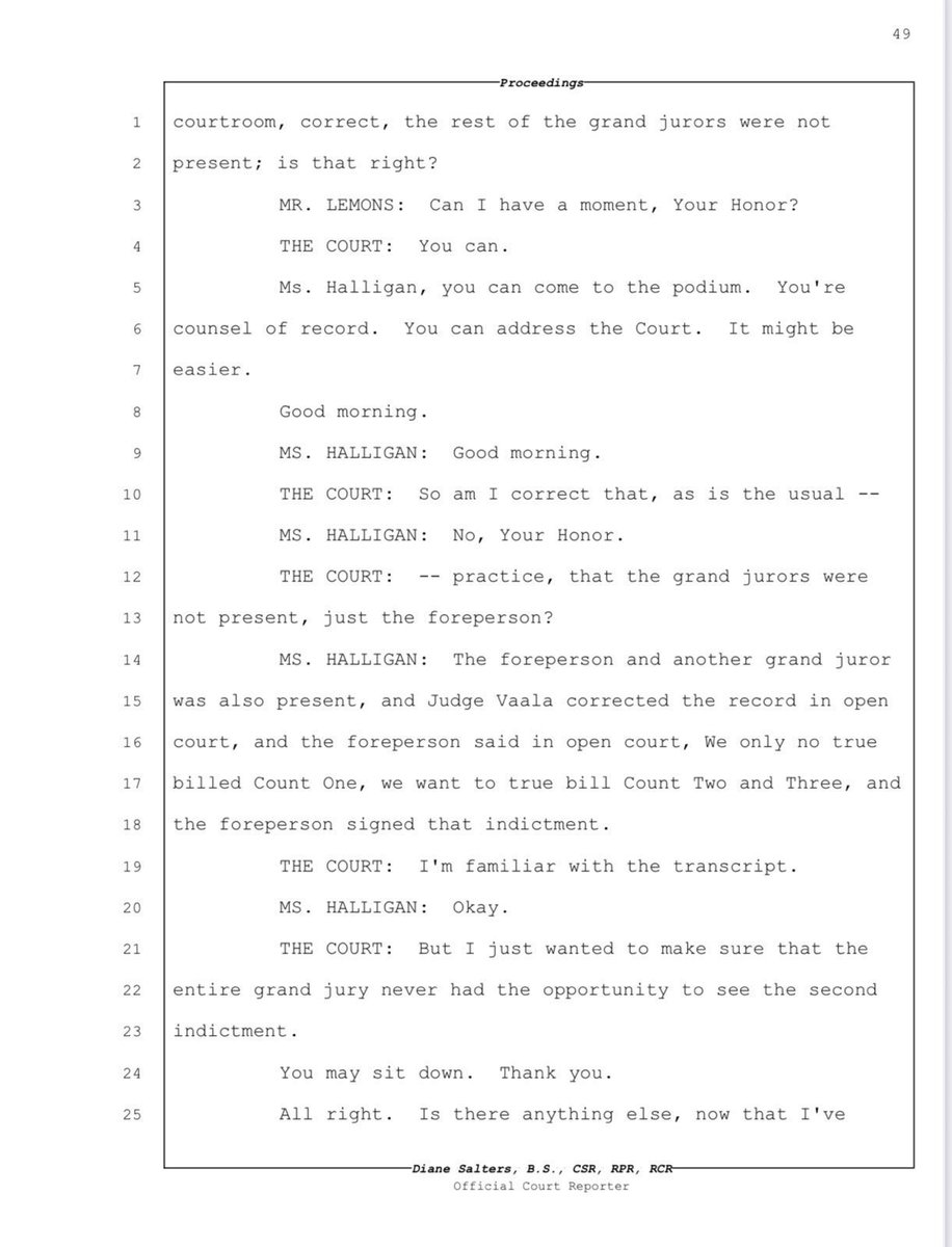 ChadGilmartinCA's tweet photo. FACT CHECK: At no time during yesterday’s hearing did US Attorney Halligan say that the entire grand jury didn’t see the 2 count indictment

Check the transcript ⬇️ https://t.co/r1ZsonwXHh