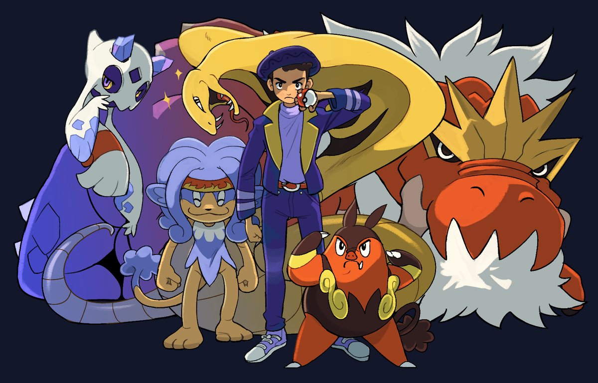 Finally completed #PokemonLegendZA 
drew my main pokemon team throughout the game. I don't know why but I found many bosses surprisingly difficult for me.
#Pokemon