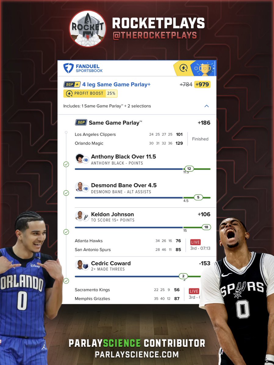 NBA sheets go 4/4 once again ✅💰 who else do you know picking props at this %? 

75% off with code BF75 ➡️ whop.com/parlayscience/…